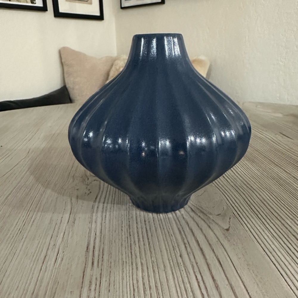 Jonathan Adler Squashed Lantern Midnight Blue 6” Vase